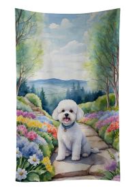 Bichon Frise Spring Path Kitchen Towel Dish Cloths Guest Hand Towel Decorative Bathroom Towel for Face,Tea, Dishcloth, Kitchen and Bath